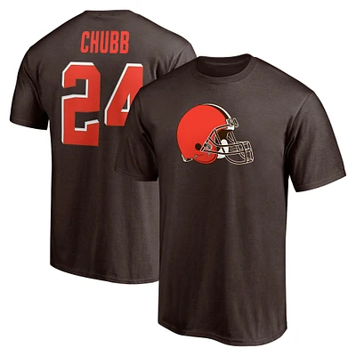 T-shirt fanatiques pour hommes Nick Chubb marron Cleveland Browns Player Icon