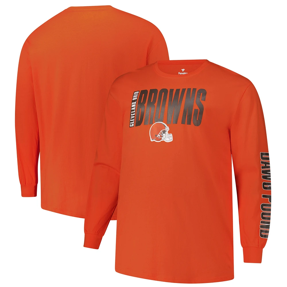 T-shirt à manches longues Fanatics Orange Cleveland Browns Big & Tall Vision pour hommes