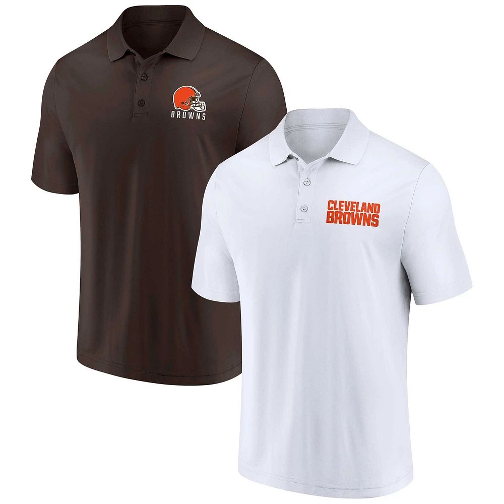 Ensemble de deux polos Lockup Cleveland Browns Fanatics blanc/marron pour hommes