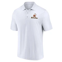 Men's Fanatics White/Brown Cleveland Browns Throwback Two-Pack Polo Set