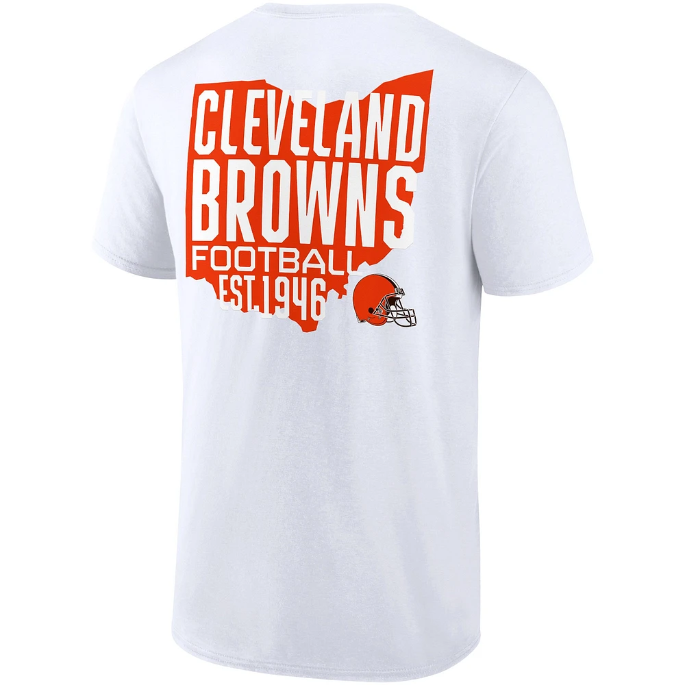 T-shirt blanc Fanatics pour hommes des Cleveland Browns Hot Shot State