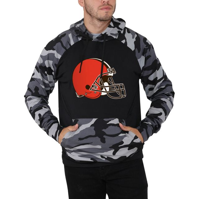 Raglan des Cleveland Browns FOCO noir/camouflage pour homme - Chandail à capuchon