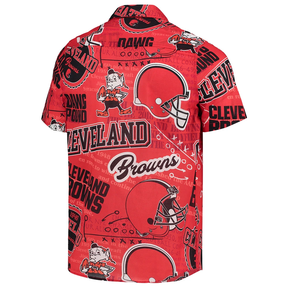 Chemise boutonnée thématique FOCO Cleveland Browns orange pour hommes