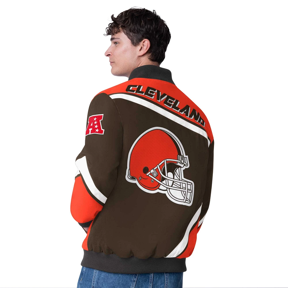 Veste à boutons-pression G-III Extreme Brown Cleveland Browns Maximum Racing pour homme