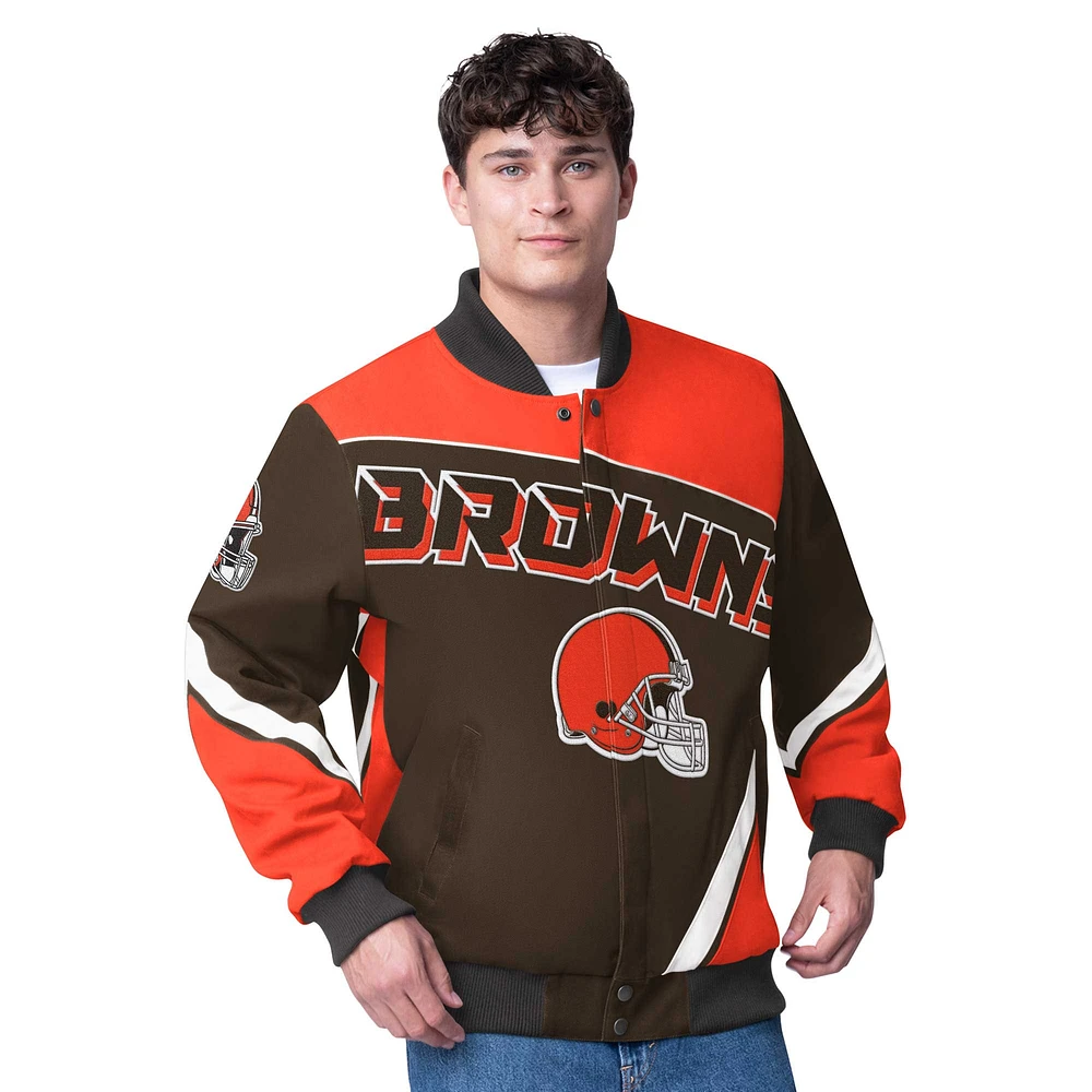 Veste à boutons-pression G-III Extreme Brown Cleveland Browns Maximum Racing pour homme