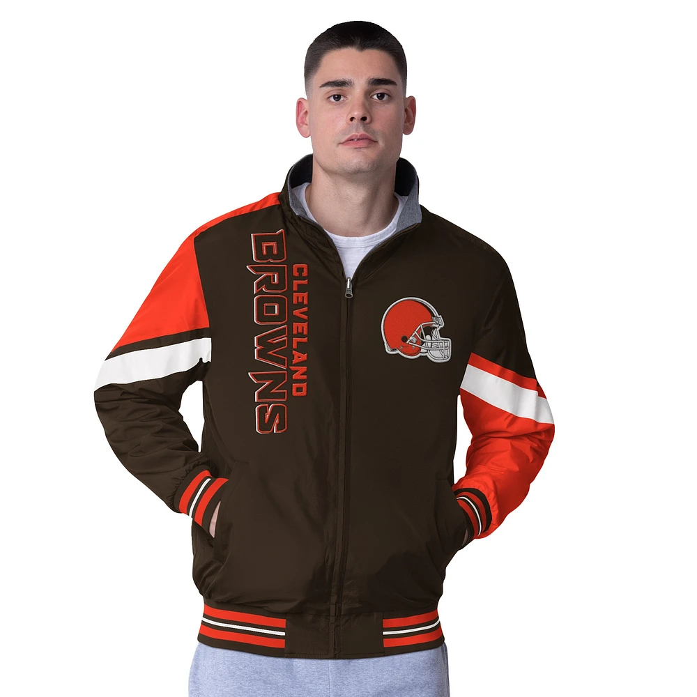 Veste réversible entièrement zippée G-III Extreme Brown Cleveland Browns Strong Arm pour homme