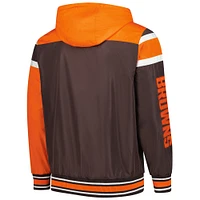 Men's G-III Sports by Carl Banks Brown/Gray Cleveland Browns Extreme Full Back Reversible Hoodie Full-Zip Jacket