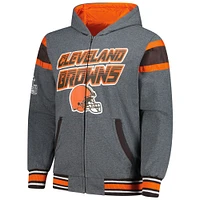 Men's G-III Sports by Carl Banks Brown/Gray Cleveland Browns Extreme Full Back Reversible Hoodie Full-Zip Jacket