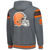 Men's G-III Sports by Carl Banks Brown/Gray Cleveland Browns Extreme Full Back Reversible Hoodie Full-Zip Jacket