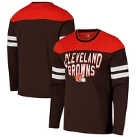 T-shirt à manches longues adaptatif Hail Mary marron/orange G-III Sports by Carl Banks pour homme des Cleveland Browns