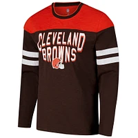 T-shirt à manches longues adaptatif Hail Mary marron/orange G-III Sports by Carl Banks pour homme des Cleveland Browns