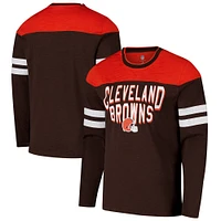 T-shirt à manches longues adaptatif Hail Mary marron/orange G-III Sports by Carl Banks pour homme des Cleveland Browns