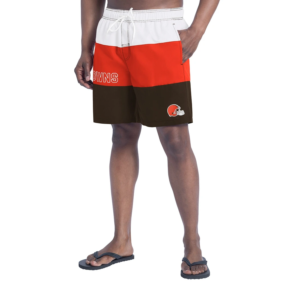 Short de bain G-III Sports by Carl Banks pour homme, marron/orange, Cleveland Browns Sunrise Volley