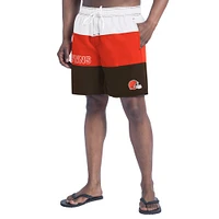 Short de bain G-III Sports by Carl Banks pour homme, marron/orange, Cleveland Browns Sunrise Volley