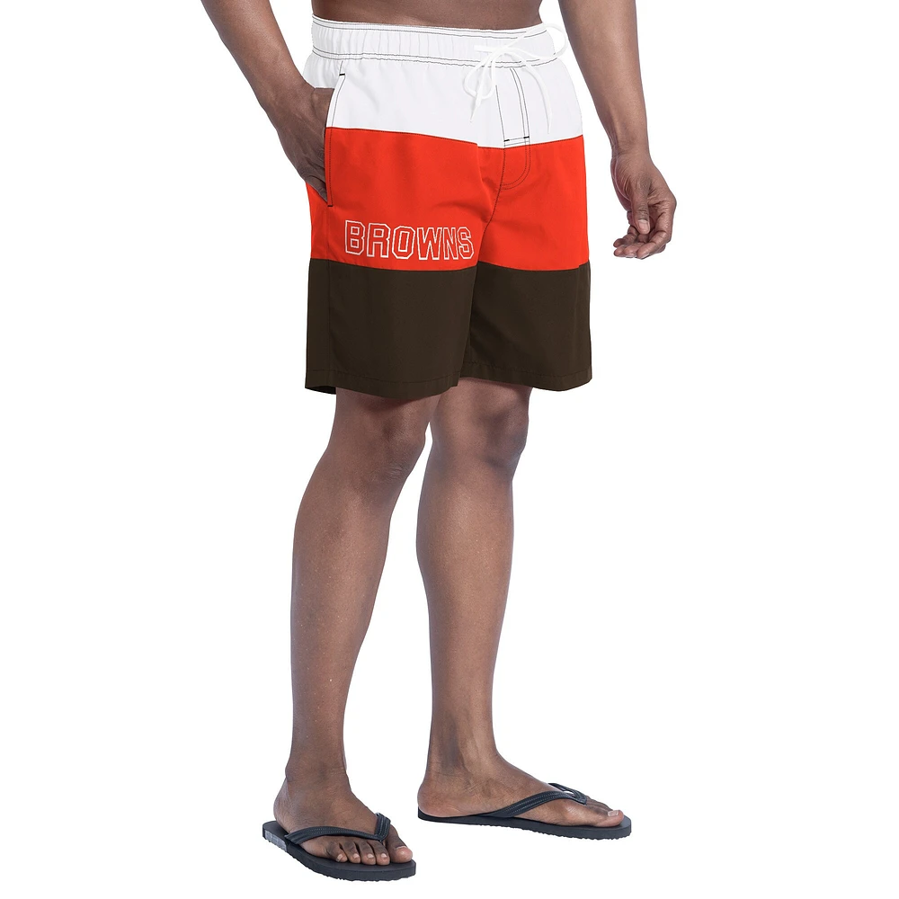 Short de bain G-III Sports by Carl Banks pour homme, marron/orange, Cleveland Browns Sunrise Volley