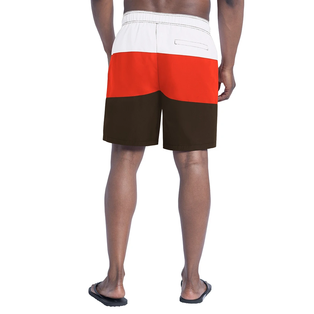 Short de bain G-III Sports by Carl Banks pour homme, marron/orange, Cleveland Browns Sunrise Volley