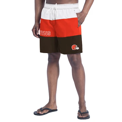 Short de bain G-III Sports by Carl Banks pour homme, marron/orange, Cleveland Browns Sunrise Volley