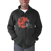 Sweat à capuche zippé pour homme G-III Sports by Carl Banks Charcoal Cleveland Browns avec logo principal