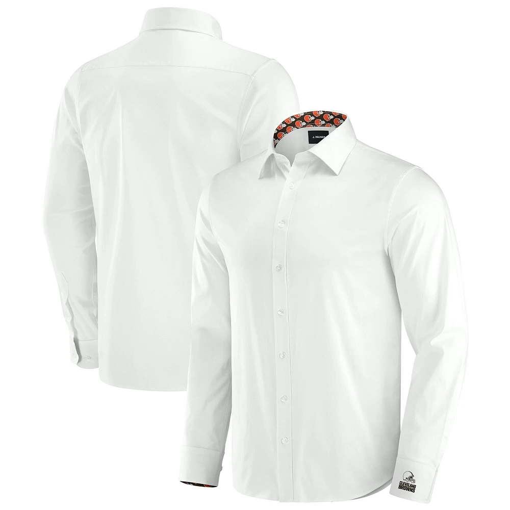 Chemise habillée boutonnée à manches longues Motion Stretch blanche Cleveland Browns de J. Palmer pour homme