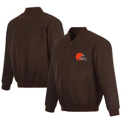 Cleveland Browns JH Design Poly-Twill Varsity Jacket - Brown
