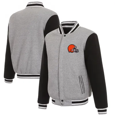 Cleveland Browns JH Design Reversible Fleece Full-Snap Jacket - Gray/Black