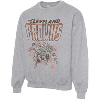 Men's Junk Food Heathered Gray Cleveland Browns Avengers Throwback - Pullover Sweatshirt