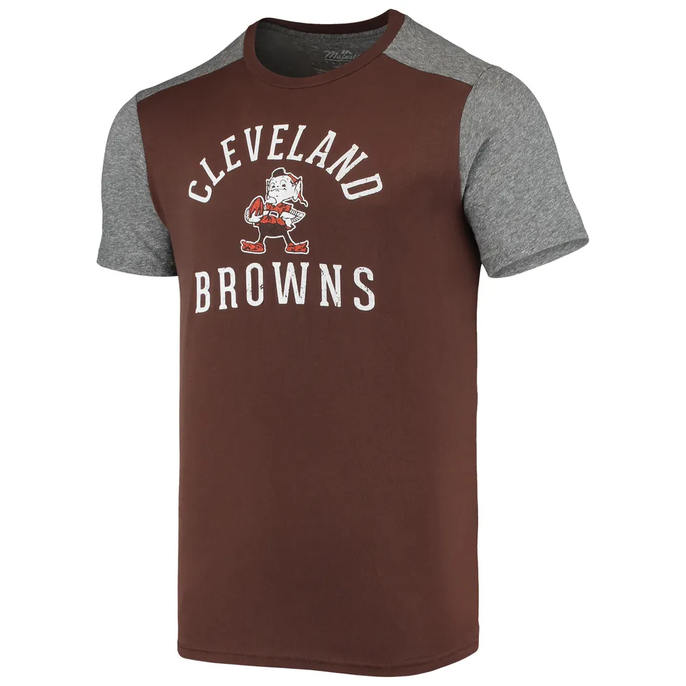 Majestic Threads pour homme marron/gris chiné Cleveland Browns Brownie The Elf Gridiron Classics Field Goal Slub T-shirt