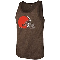 Men's Majestic Threads Nick Chubb Brown Cleveland Browns Name & Number Tri-Blend Tank Top