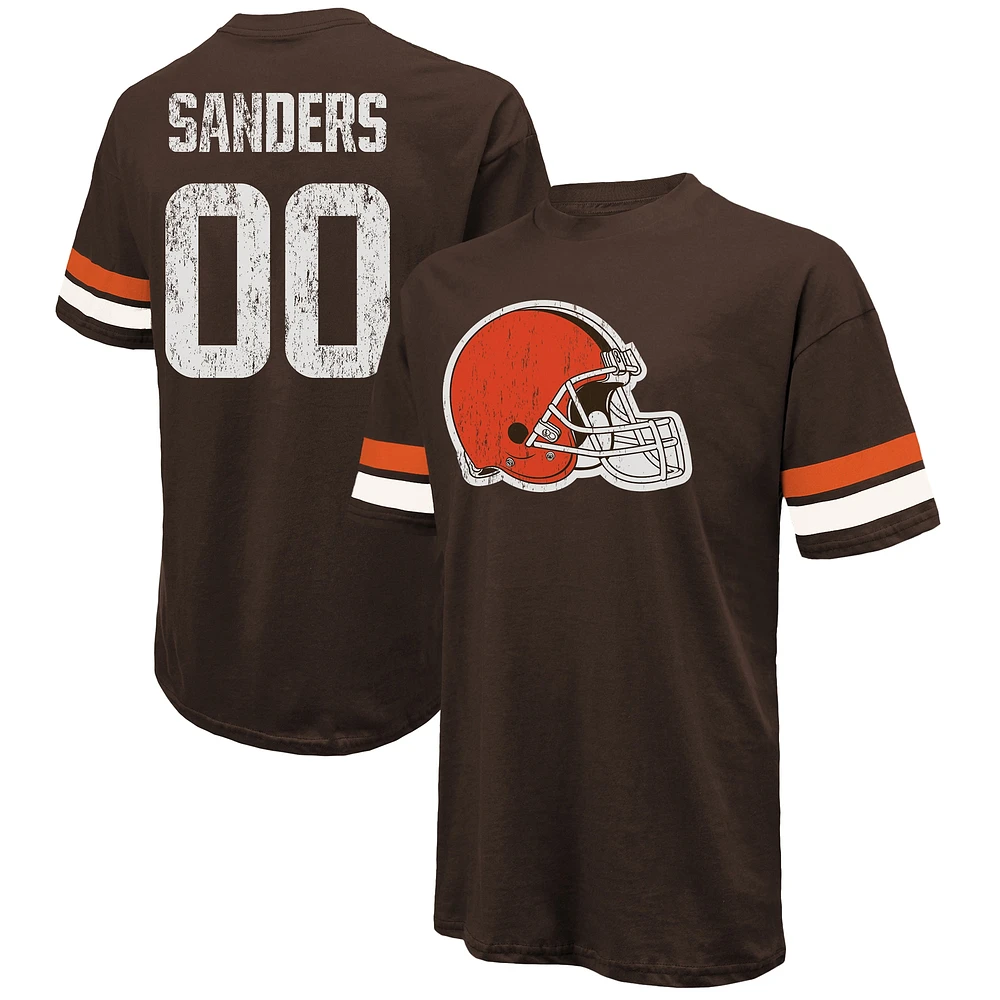 Men's Majestic Threads Shedeur Sanders Brown Cleveland Browns 2025 NFL Draft Oversized T-Shirt