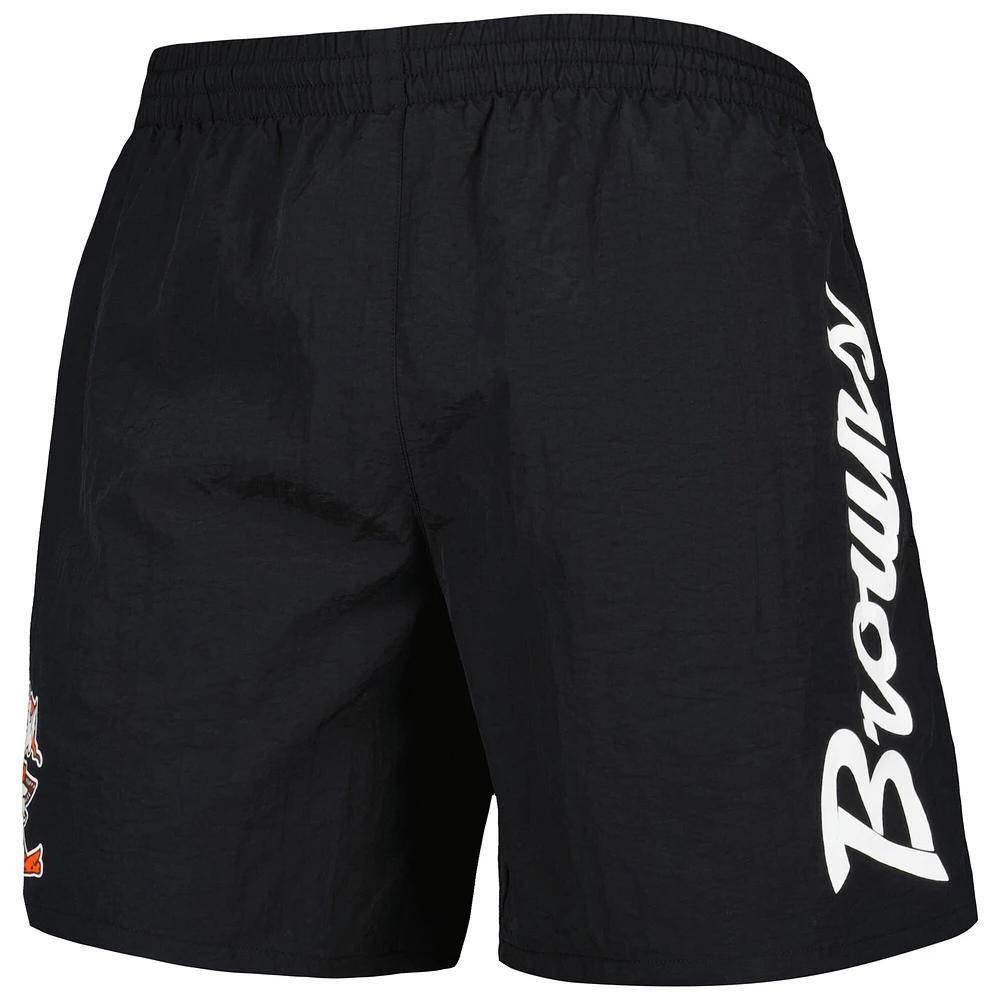Men's Mitchell & Ness Black Cleveland Browns Team Essentials Nylon Shorts