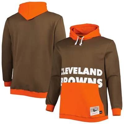 Men's Mitchell & Ness Brown/Orange Cleveland Browns Big Tall Face Pullover Hoodie