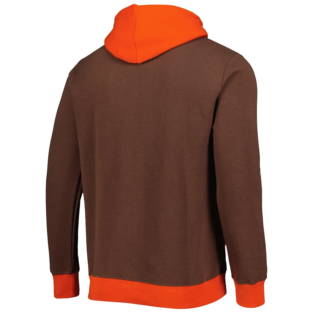 Chandail à capuchon Big Face 5.0 des Cleveland Browns de Mitchell & Ness pour homme, brun