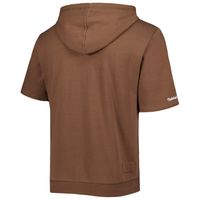 Men's Mitchell & Ness Brown Cleveland Browns Brownie The Elf Washed Short Sleeve Pullover Hoodie