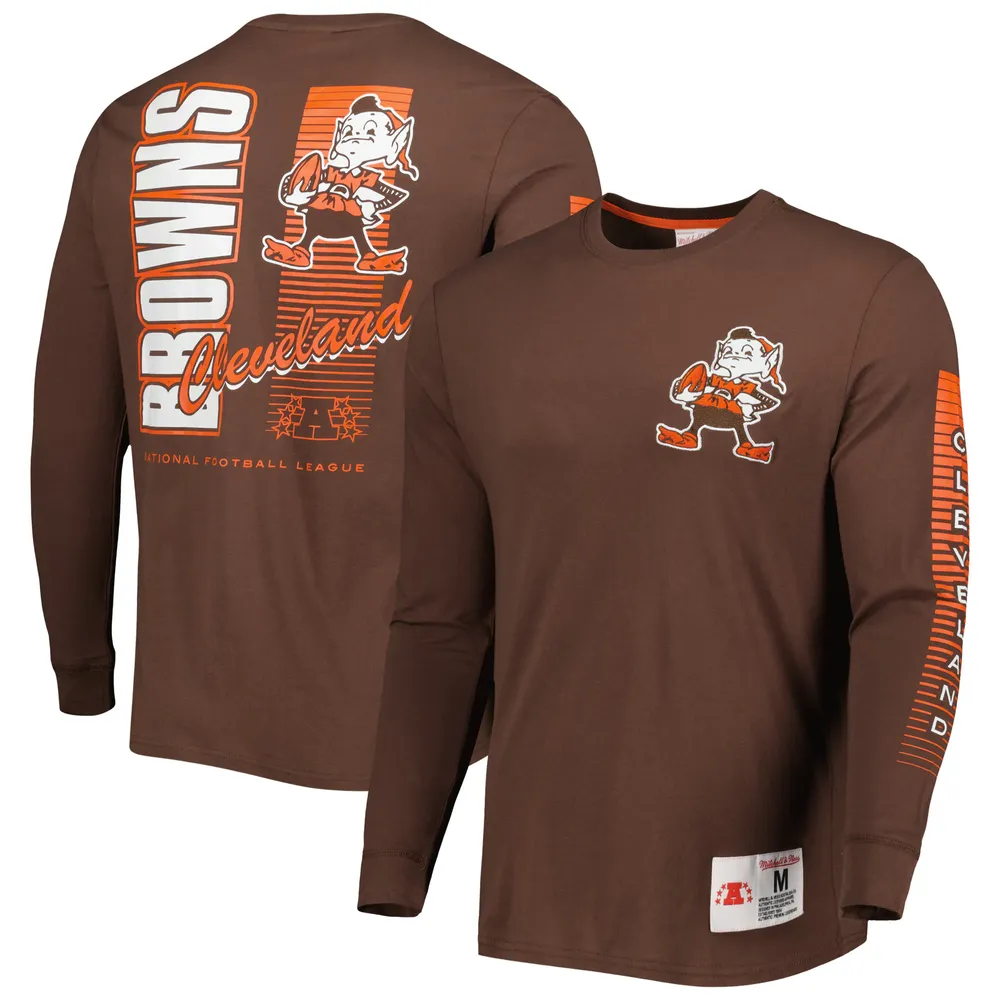 Nike Men's Cleveland Browns Athletic Long Sleeve Raglan T-Shirt - Grey & Brown - S (Small)