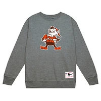 Sweat-shirt en molleton basique gris chiné Mitchell & Ness pour homme Cleveland Browns