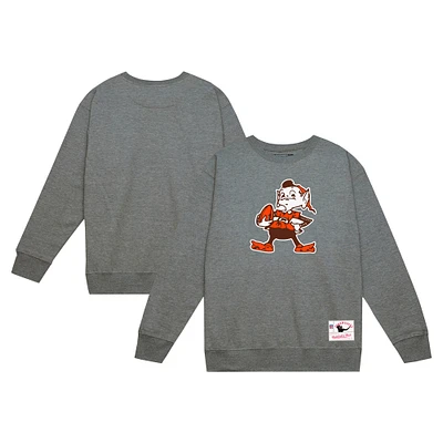 Sweat-shirt en molleton basique gris chiné Mitchell & Ness pour homme Cleveland Browns