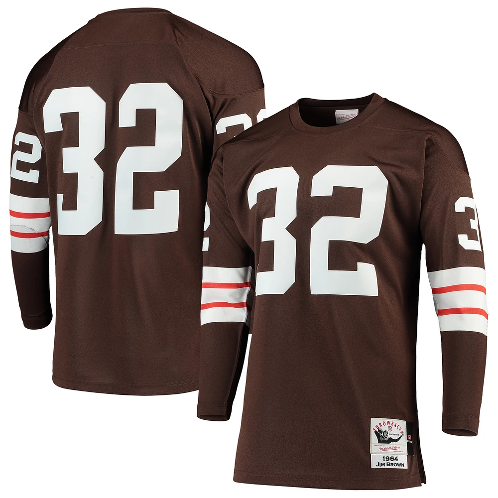 Maillot de joueur retraité authentique Mitchell & Ness Jim Brown Cleveland Browns 1964 pour hommes