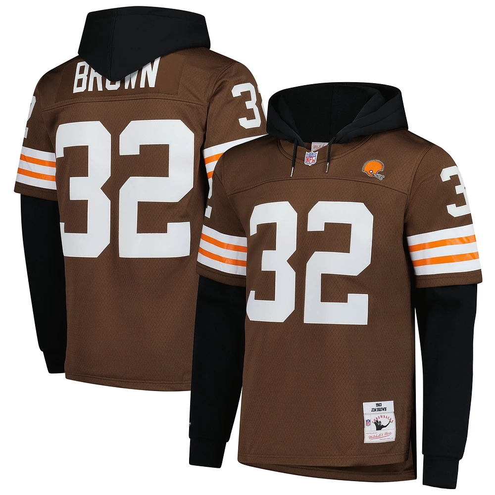 Men's Mitchell & Ness Jim Brown Cleveland Browns Player Name Number Hoodie Legacy Jersey