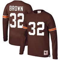 Men's Mitchell & Ness Jim Brown Cleveland Browns Retired Player Name Number Long Sleeve Top