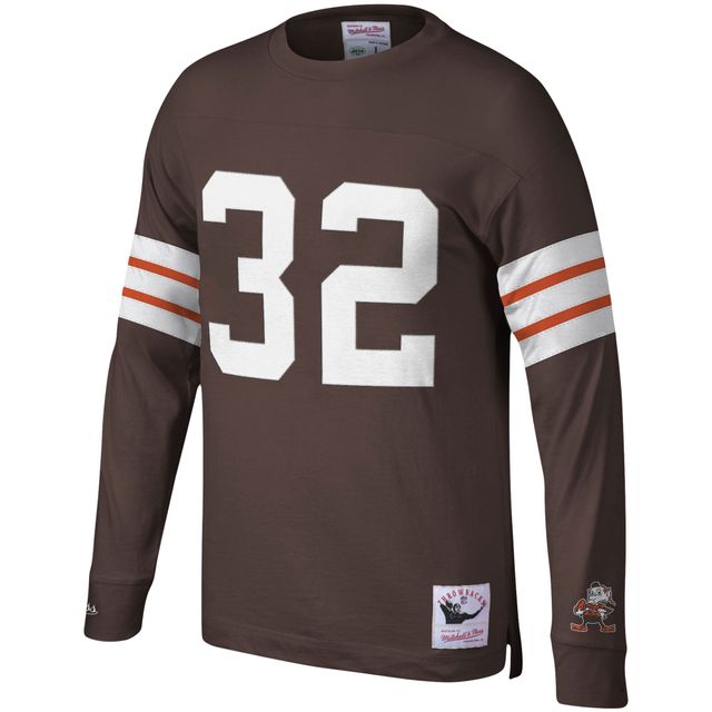 Haut à manches longues pour homme Mitchell & Ness Jim Brown Cleveland Browns, joueur retraité avec nom et numéro