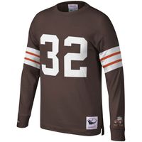 Men's Mitchell & Ness Jim Brown Brown Cleveland Browns Retired Player Name  & Number Long Sleeve Top