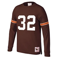 Men's Mitchell & Ness Jim Brown Cleveland Browns Retired Player Name Number Long Sleeve Top