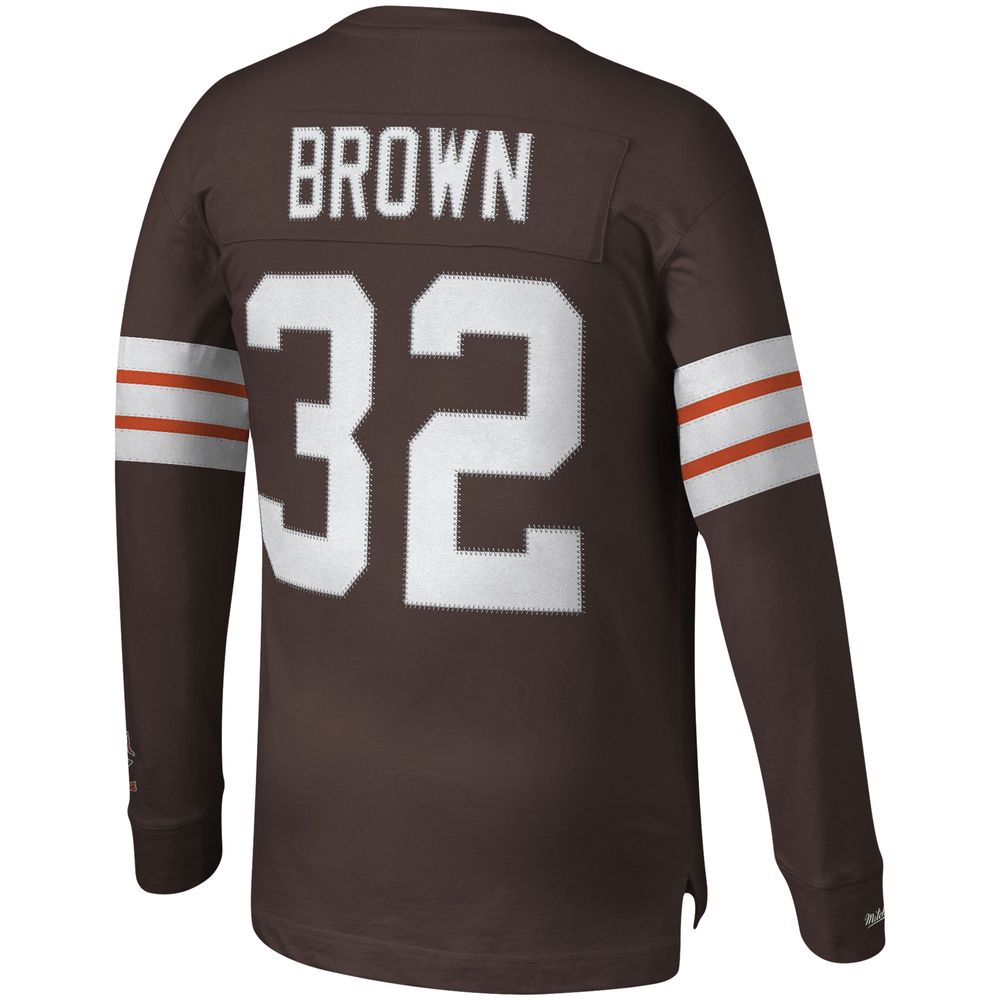 Men's Mitchell & Ness Jim Brown Cleveland Browns Retired Player Name Number Long Sleeve Top