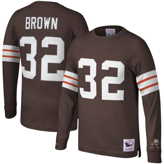 Haut à manches longues pour homme Mitchell & Ness Jim Brown Cleveland Browns, joueur retraité avec nom et numéro