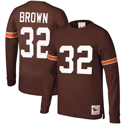 Men's Mitchell & Ness Jim Brown Cleveland Browns Retired Player Name Number Long Sleeve Top