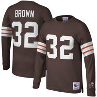 Men's Mitchell & Ness Jim Brown Cleveland Browns Retired Player Name Number Long Sleeve Top