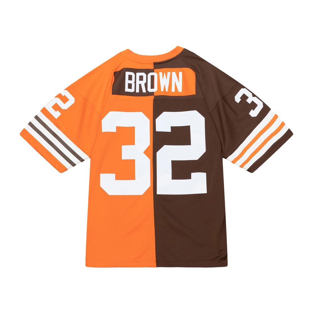 Mitchell & Ness Men's Mitchell & Ness Jim Brown Orange/Brown Cleveland  Browns 1963 Split Legacy Replica Jersey