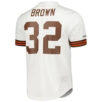 Men's Mitchell & Ness Jim Brown White Cleveland Browns Retired Player Name Number Mesh Top