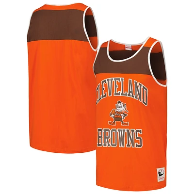Débardeur à blocs de couleurs Héritage Cleveland Browns orange/marron Mitchell & Ness pour homme