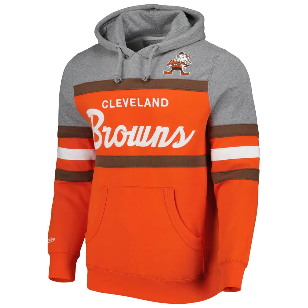 Chandail à capuchon d'entraîneur-chef des Cleveland Browns orange/gris chiné Mitchell & Ness pour homme